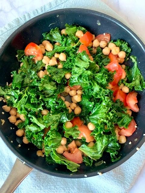 VEGAN CHICKPEA & KALE STUFFED SWEET POTATOES WITH ALFREDO SAUCE