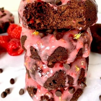 Vegan Soft Baked Chocolate Raspberry Lemon Donuts [GF]