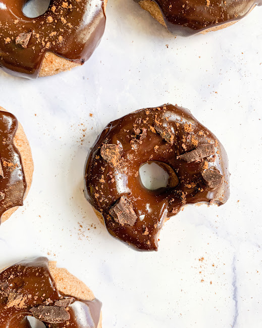 vegan chai banana bread donuts on a white background 