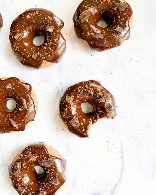 vegan chai banana bread donuts on a white background 