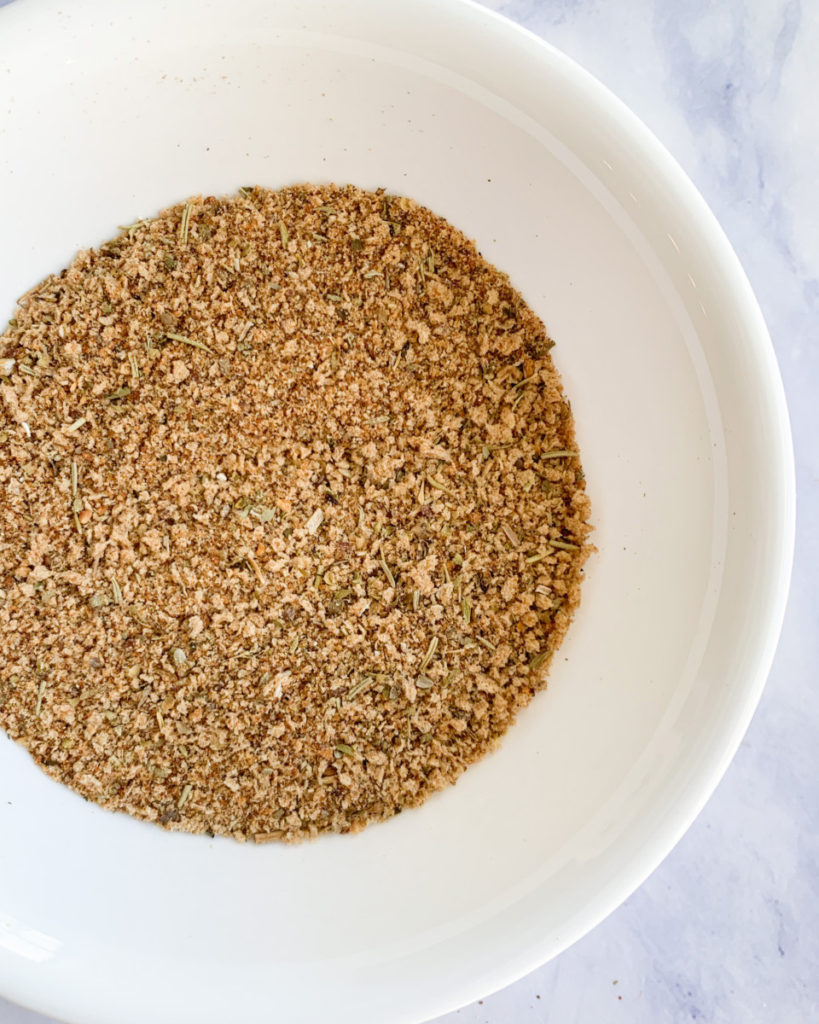 a process photo of vegan Italian breadcrumbs 